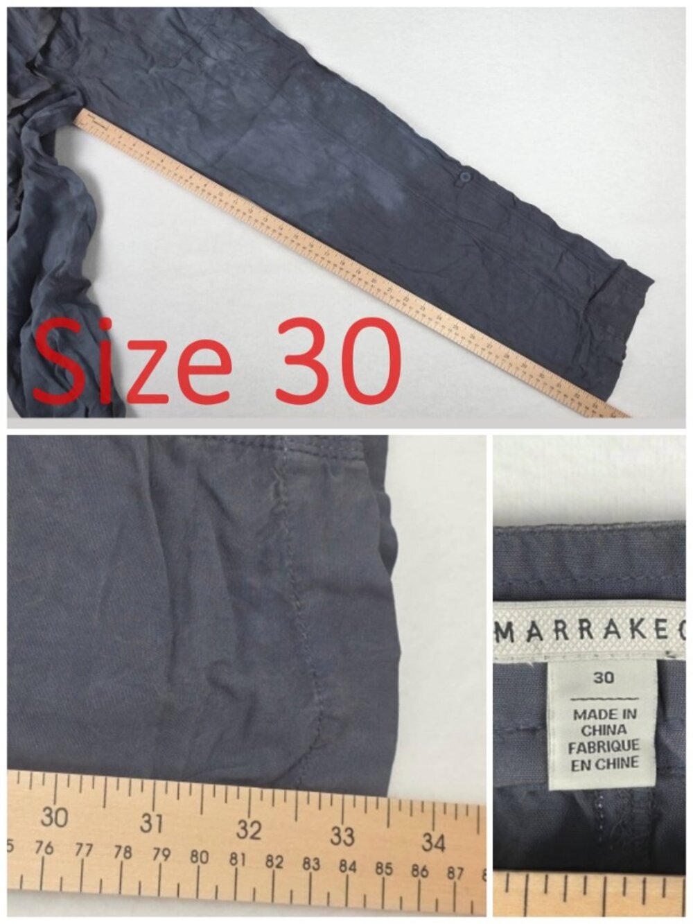 Marrakech Blue Gray Charlotte Roll Tab Tencil Pants Anthropologie - Picture 10 of 11